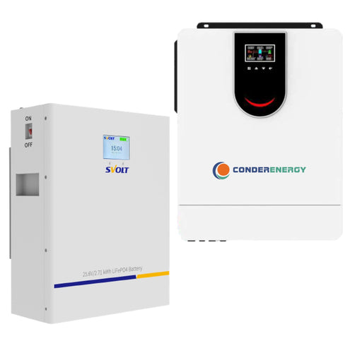 3.5KVA 3500W Inverter and Battery Combo Mppt SVOLT 24V 106Ah 2.71 kWh A-Grade Lithium Battery - MacSell Solar Outlet