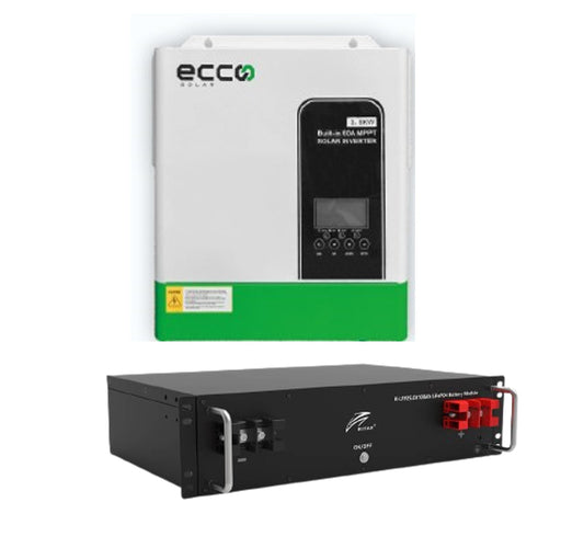 3.5KVA ECCO Inverter and Battery 3500 Watt 25.6VV 100AH Ritar Lithium Battery - MacSell Solar Outlet
