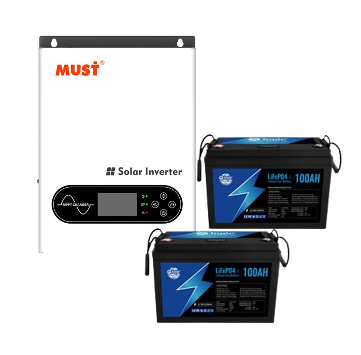 3.6 KVA Must Inverter & Battery Combo 3600 Watt 2.56 KWh Lithium Batteries