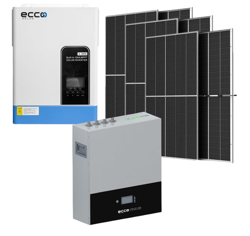 5.5KVA ECCO 5500 Hybrid Inverter and Battery Watt 48V ECCO 5.12 KWH Lithium Battery &amp; 6 X 450W Ecco Solar Panels - MacSell Solar Outlet