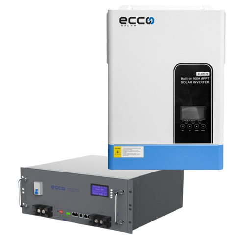 5.5KVA ECCO 5500 Inverter and Battery Watt 48V 5.12 KWh Battery Lithium LiFePO4 + Wifi