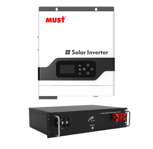 Must 3KVA Inverter and Battery Combo 3500 Watt & 25.6V 100AH Ritar Lithium Battery - MacSell Solar Outlet