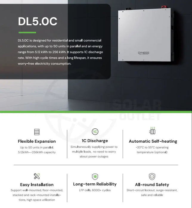 DYNESS Lithium Battery DL5.0C 5.12 kWh 51.2v - MacSell Solar Outlet