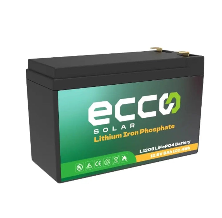 12V 8AH Ecco Lithium Li-ion Battery L1208 - MacSell Solar Outlet