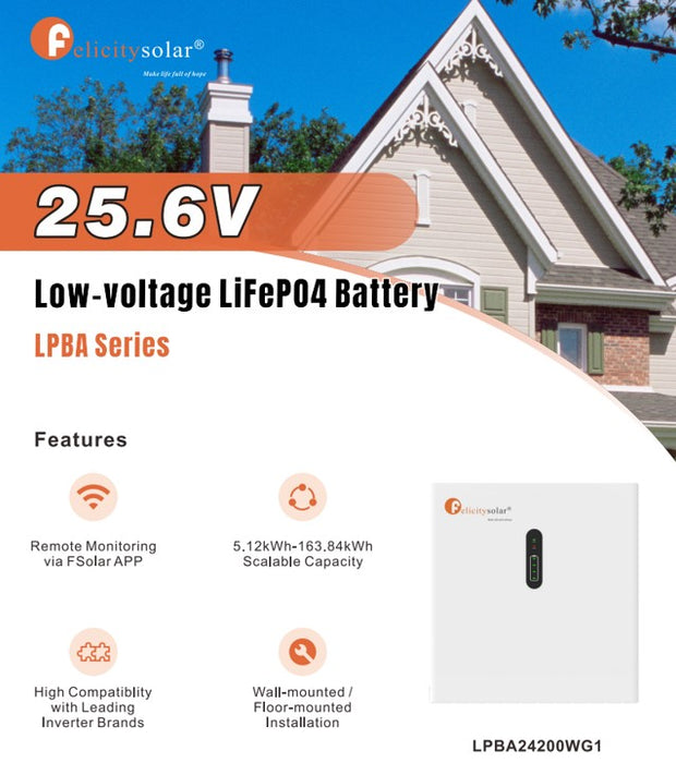 24v Lithium Battery 200ah 5.12 kWh LPBA24200WG1 Felicity