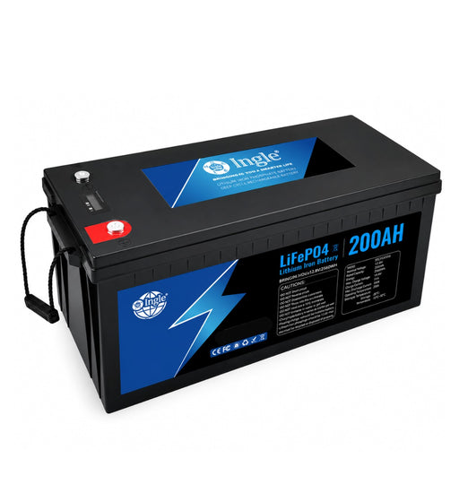 MacSell Solar Outlet 25.6V 200Ah 5.12KWh Ingle lithium battery showing the compact, high-capacity energy storage unit.