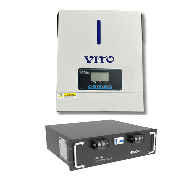 3.2KVA MPPT Pure Sine Wave 3000 Watt Vito and 2.56KWH Lithium Battery