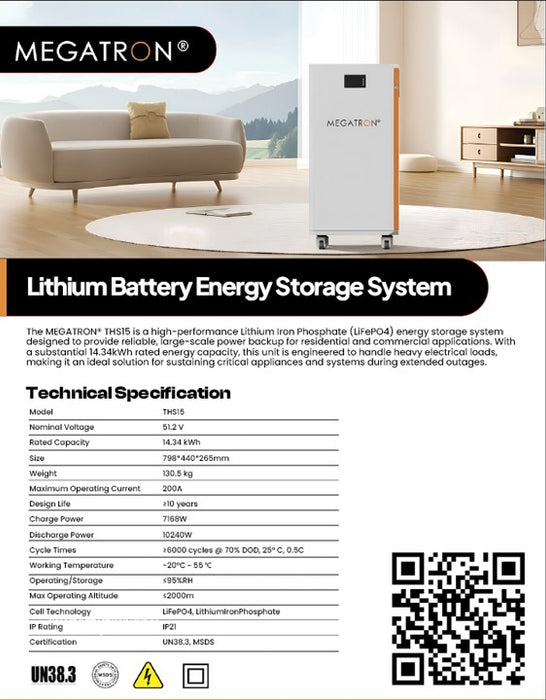 48v Lithium Battery Megatron 14.3KW THS15