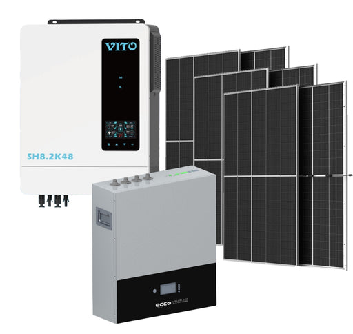 8.2KVA Hybrid Inverter 8200 Watt Combo ECCO 5.12 KWH AH Lithium Battery 6X 450W Mono Solar Panels Combo - MacSell Solar Outlet