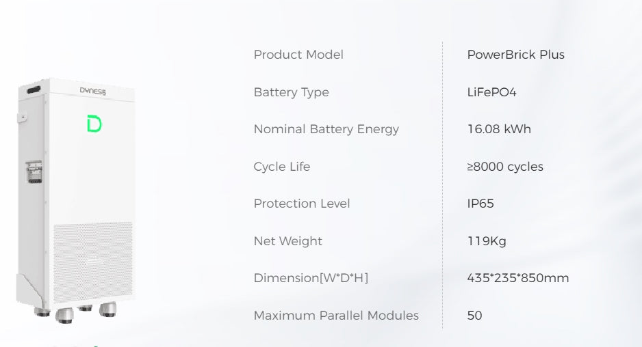 DYNESS PowerBrick Plus 16.076kWh LV Lithium Battery IP65