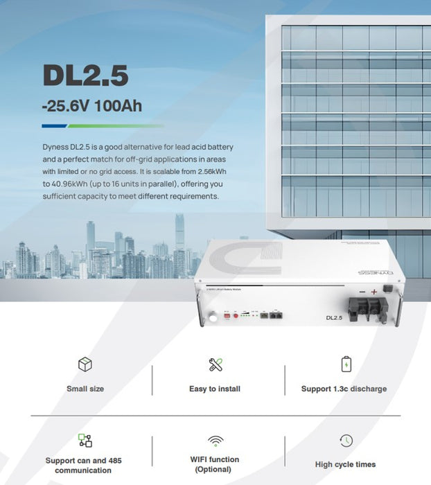 Dyness 24V 2.56Kw 100Ah  DL2.5 Lithium Battery