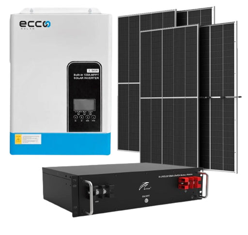 Ecco Solar 3.5 KVA MPPT 100A & Ritar 2.56 KwH 100ah & Lithium 4X 450W Mono Solar Panels Loadshedding Combo Kit - MacSell Solar Outlet