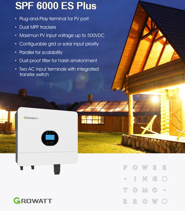 Growatt 6000w and Dyness 5.12 Lithium Battery Combo Power Kit 6x Solar 460w Solar Panels Mono