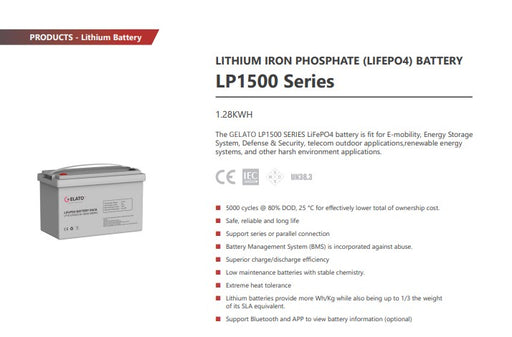 Lithium Battery 12.8v 100AH 1.28 Kwh Gelato + Bluetooth - MacSell Solar Outlet