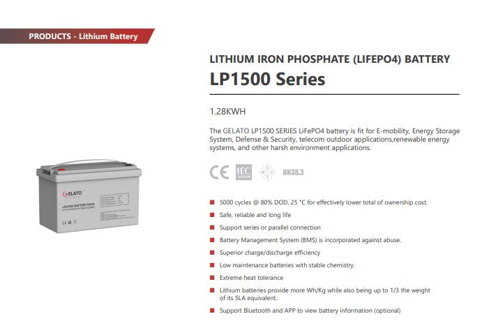 Lithium Battery 12.8v 100AH 1.28 Kwh Gelato + Bluetooth - MacSell Solar Outlet