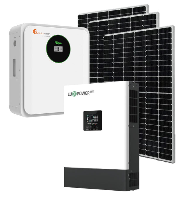 Luxpower 3600w Luxpower Hybrid Inverter + Felicity 24V 100Ah 2.56kWh Lithium Battery + 3 X 460w Solar Panels