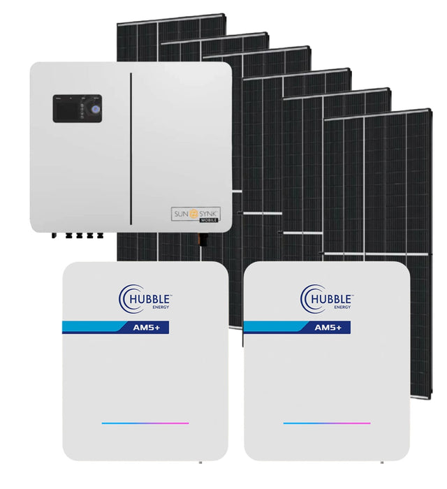Sunsynk 8KVA & 2X Hubble AM5 5.12 KWh Combo Kit 6x Solar 620W Solar Panels