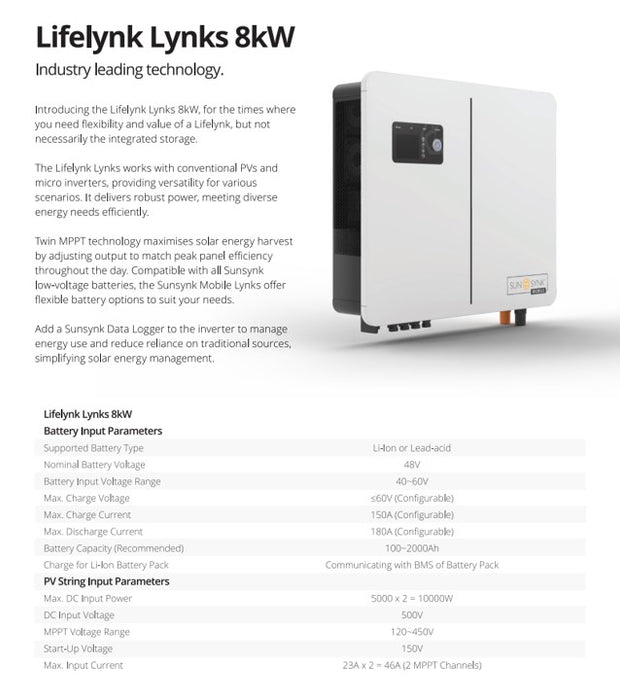 Sunsynk 8kW Lynks Hybrid Inverter