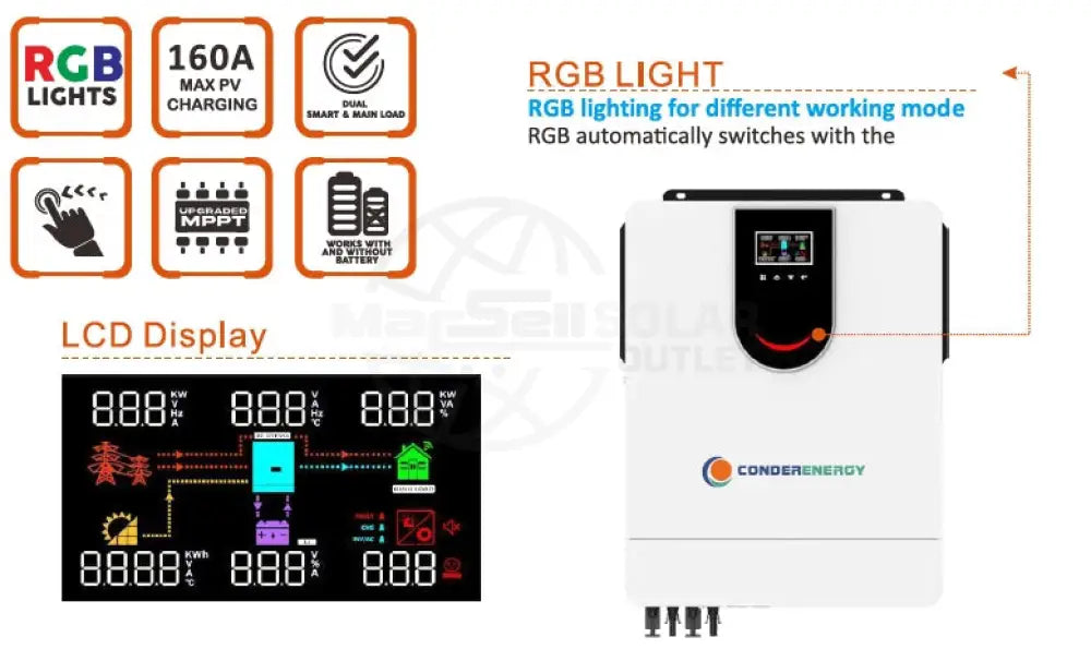 Conderenergy 3.5 KVA 3500 Watt MPPT 48V Solar Hybrid