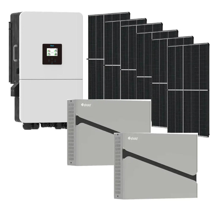 Deye 8KW Battery and Inverter Combo 2 X Shoto 5.12KWh Lithium Batteries Plus 8 X 560w Solar Panels - MacSell Solar Outlet