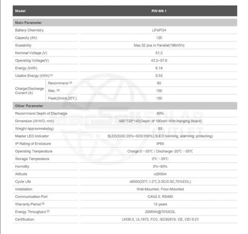 Deye Lithium-Ion Battery 6.14kWh - Lithium Ion Battery