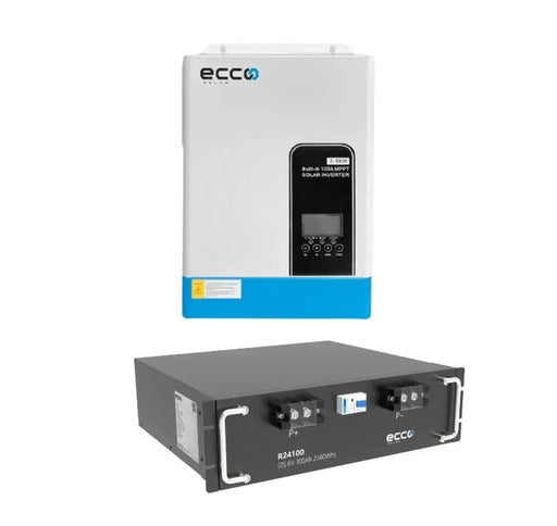 Ecco Solar 3.5kva Mppt 100A & Lithium Battery 2.56 Kwh 25.6v 100ah LiFePO4 Combo Kit - MacSell Solar Outlet