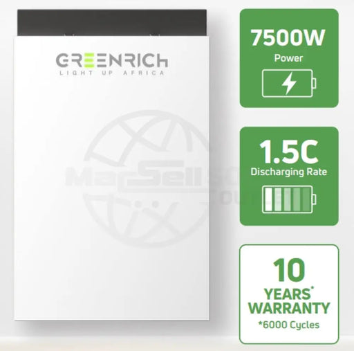 Greenrich WM5000 (7500W/4960Wh) 4.95kWh  Lithium Battery Wall Mount - MacSell Solar Outlet